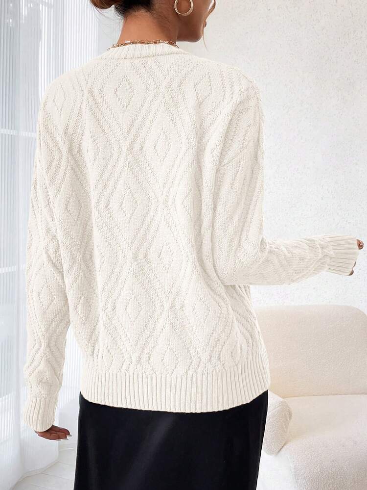 Women's Solid Color Drop Shoulder Casual Sweater, Knit Pullover Fall Winter