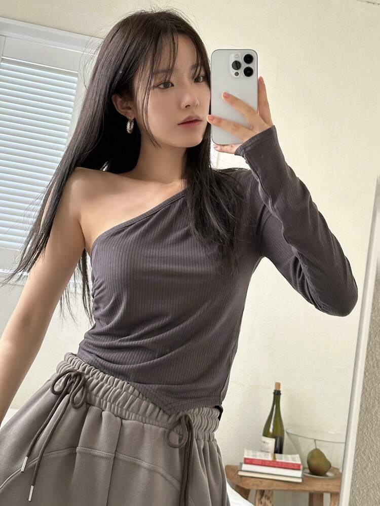 Women's One Shoulder Long Sleeve T-Shirt