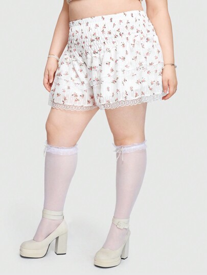 Kawaii Pantaloncini Da Donna Taglie Forti Con Stampa Floreale Dolce E Carina