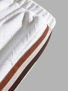 Tween Boy's Casual Loose-Fit Knit Jogger Pants With Side Seam And Woven Tape Decoration