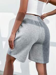 SHEIN Unity Loose-Fit Crossed High-Waist Culottes Sweat Shorts - Grey - View 2