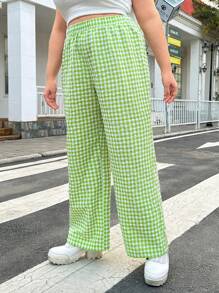 SHEIN MOD Karierte Hosen Für Damen In Übergröße