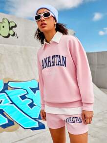 Streetz SHEIN Sport Women's Letter Printed Sports Set - Baby Pink - View 4