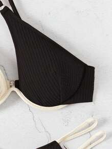 SHEIN Swim Summer Beach Women's Color Blocked Swimwear Set