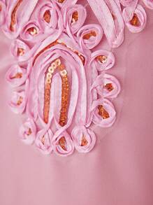 SHEIN Vestido Elegante Con Cuello En V Y Adornos De Lentejuelas Para Niña Tween