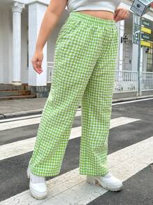 SHEIN MOD Karierte Hosen Für Damen In Übergröße