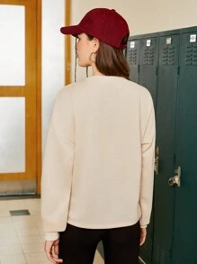 Gameset SHEIN Sport Women's Letter Printed Round Neck Sports Sweatshirt - White - View 5