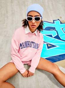 Streetz SHEIN Sport Women's Letter Printed Sports Set - Baby Pink - View 6