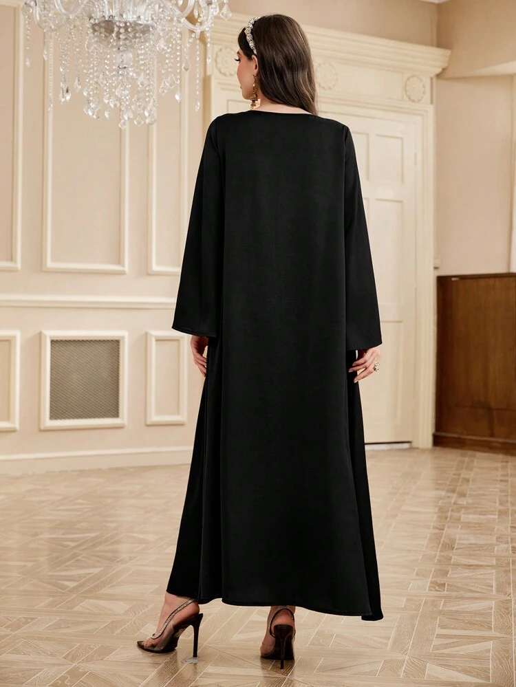 Floral Applique Decoration Long Dress