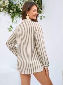 Aveloria Women's Striped Long Sleeve Shirt - Apricot - View 2