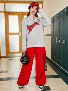 Streetz SHEIN Sport Tiger Printed Sports Sweatshirt With Round Neck