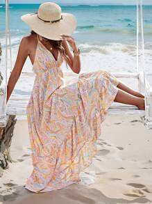 Breezaya 佩斯利圖案掛脖連身裙 - 彩色 - 查看 1