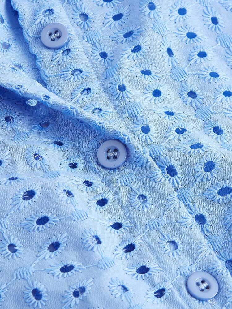 Solid Color Hollow Out Embroidered Outfit/Set