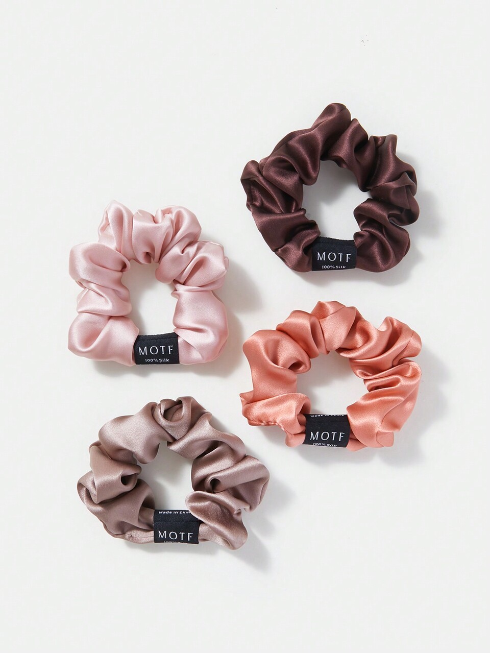 4 Pezzi Fascia Elastica Per Capelli In Vera Seta In Colore Unito (16mm)