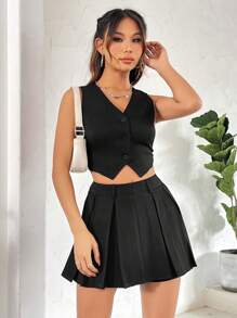 Flirla Einfarbiges Anzugset Für Damen - Schwarz - Übersicht 5