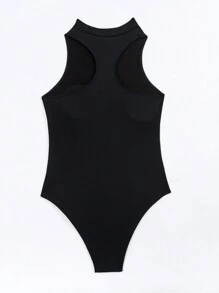 Swim SPRTY Của phụ nữ Lá thư In Nửa Zip Áo tắm một mảnh Với dây kéo Khép kín Lễ hội hóa trang - màu đen - Xem 8