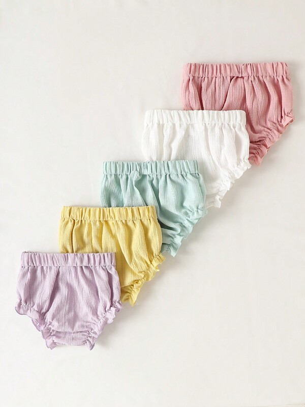 SHEIN Conjunto de 5 peças Calças Leves de Verão para Bebê Menina Com Estampa Floral para Uso Casual ou Exercícios, Shorts Tipo Triângulo sem Apertar