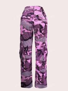 Women's Casual Camouflage Print Straight Leg Cargo Pants