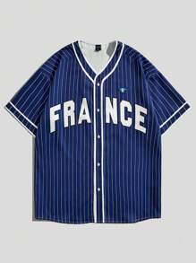 ROMWE MEN Prep Chemise À Manches Courtes À Rayures Pour Homme