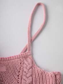 Flirla Camiseta Sin Mangas De Punto Rosa Con Tirantes Decorados Con Lazo