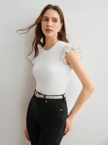 MOTF PREMIUM ÁO PHÔNG CÓ GÂN TAY LỖ ĐAN DÂY CHO NỮ, NGÀY VALENTINE - trắng - Xem 9