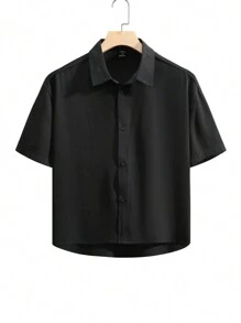 Manfinity EMRG Camisa de manga corta con cuello vuelto para hombres para fiesta, amigos