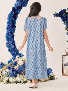 SHEIN Langes Tween-Girl-Kleid mit Fransenverzierung und V-Ausschnitt