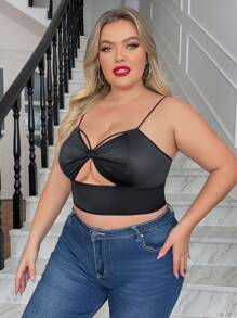 Plus Size Wireless & Hollow Out Bralette - Black - View 3