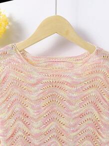 SHEIN Fashionable Tween Girl Spring/Summer Pullover Sweater - Multicolor - View 3