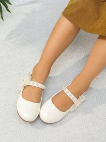 Zapatos Planos Dulces De Princesa Para Niñas, Blancos, Punta Redonda, Suela Suave, Transpirable, Adecuados Para Presentaciones, La Escuela, El Baile, La Primavera/verano - Blanco - Ver 4