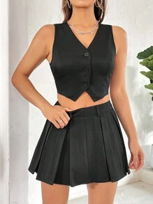 Flirla Einfarbiges Anzugset Für Damen - Schwarz - Übersicht 4