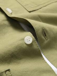 Manfinity Homme Men's Long Sleeve Denim Shirt With Multiple Pockets - Green - View 3