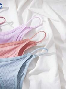 ROMWE 女士7条装罗纹针织内裤 - 彩色 - 查看 3