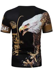 Manfinity LEGND Men's Eagle & Letter Printed Short Sleeve T-shirt - Multicolor - View 2