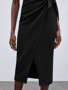 BizChic 女士圓領短袖t恤和裙子兩件套裝 - 黑色 - 查看 8