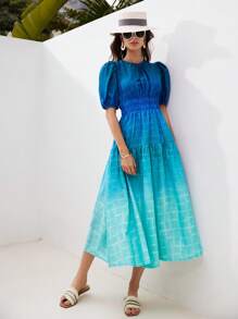 GENKIRA Vestido De Manga Corta Ombre - Multicolor - Ver 3