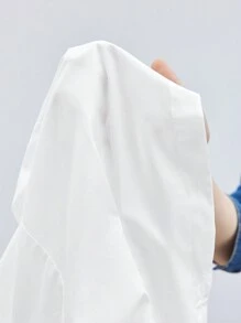 BizChic Women's Solid Color Long Sleeve Waist-Cinching Shirt - White - View 8