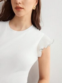 MOTF PREMIUM ÁO PHÔNG CÓ GÂN TAY LỖ ĐAN DÂY CHO NỮ, NGÀY VALENTINE - trắng - Xem 3