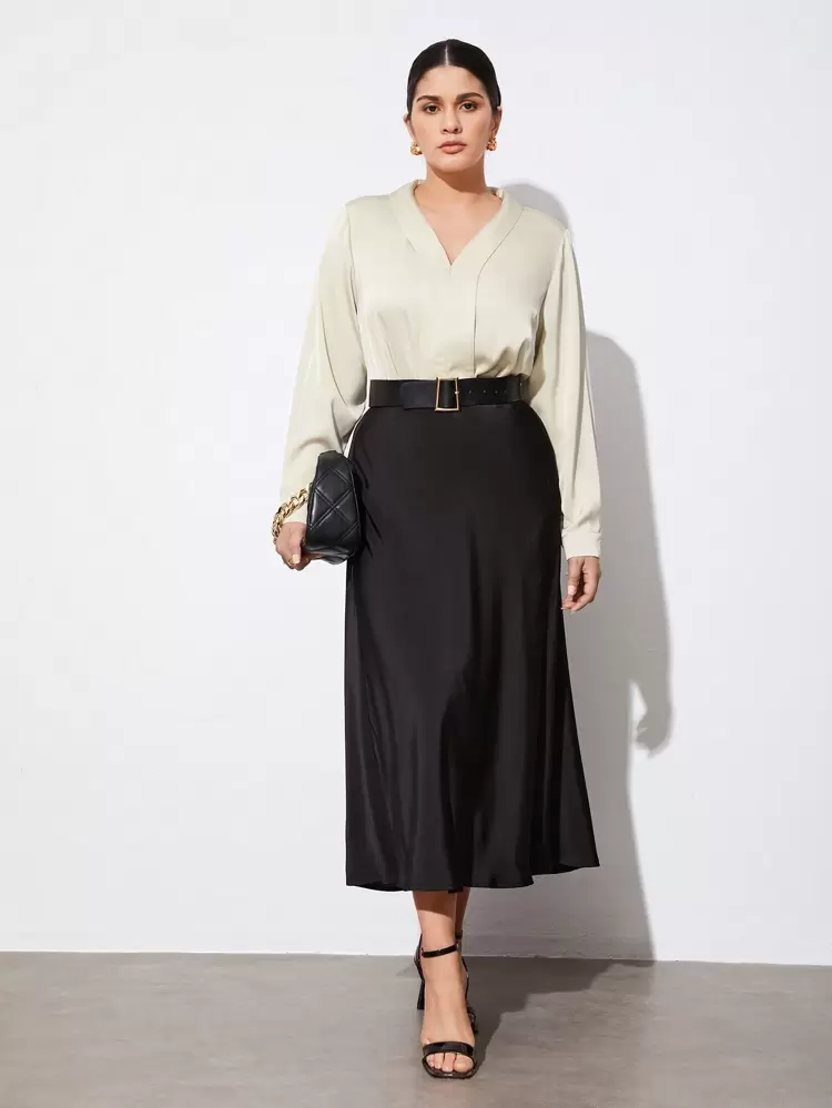 Plus Size Solid Color Long Sleeve Shirt