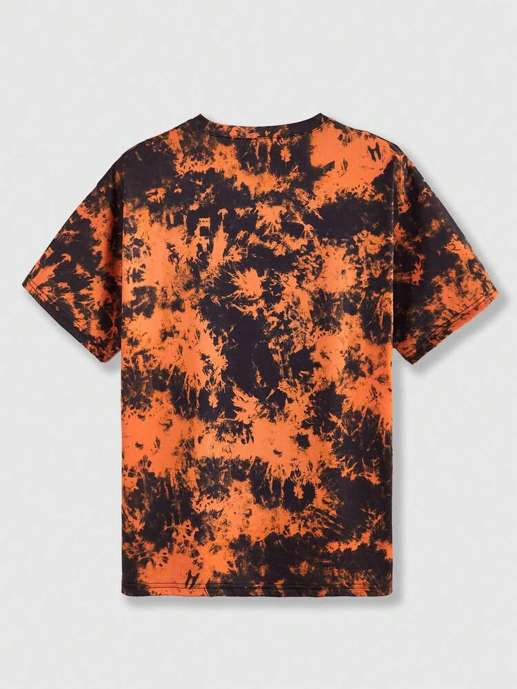 Summer Tie-Dye Cartoon Letter Printed T-Shirt, Summer Daily