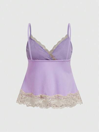 Fairycore Camisole En Dentelle Patchwork À Imprimé Floral Pour Femme