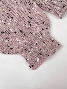 Áo len nữ dáng suông dài cổ tròn phối màu, màu hồng nhạt, thích hợp cho mùa thu/đông, ngày lễ tình nhân. - Nhiều màu - Xem 8