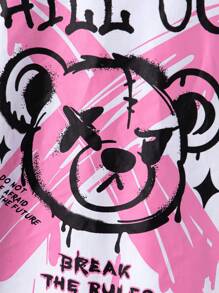 Cô gái Tween Giải trí Áo sơ mi Với Gấu Hình vẽ nguệch ngoạc - trắng - Xem 6