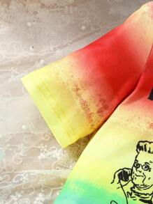 SHEIN Young Girl's Colorful Ombre Fringed Hem Dress - Multicolor - View 5