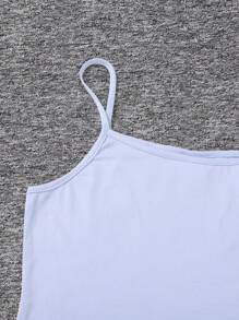 SHEIN Leap Crew 少女針織純色背心和短褲,花卉印花吊帶背心和短褲睡衣組 - 彩色 - 查看 5