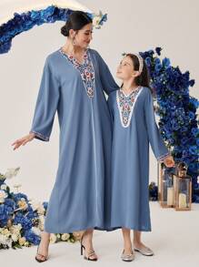 SHEIN Dziewczyny Elegancki Kwiatowy Nadrukowany Patchwork Sukienki