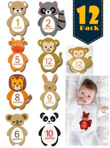 Baby Girl Newborn Unisex 12pcs Cartoon Graphic Stickers Photography Prop - Multicolor - View 1