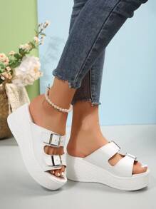 Women's Fashion Platform Wedge Heel Sandals, Summer - White - View 7