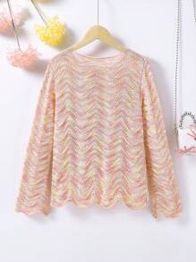 SHEIN Fashionable Tween Girl Spring/Summer Pullover Sweater - Multicolor - View 2