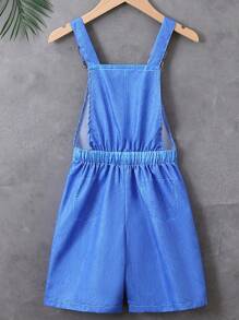 SHEIN Tween Boy's Digital Print Overalls In Denim Effect - Blue - View 2